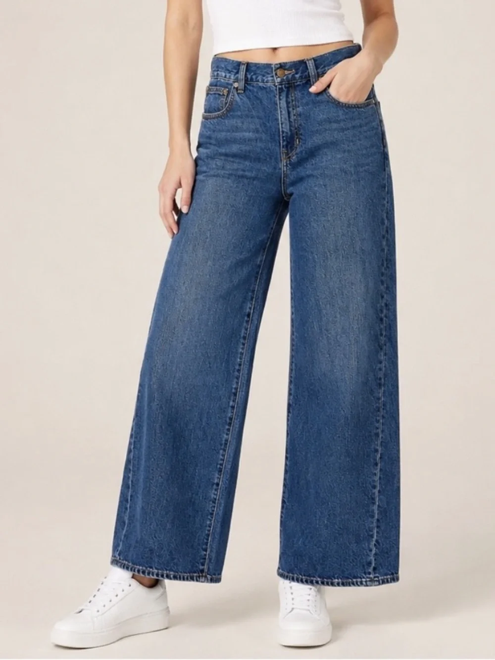 J.Crew Wide Leg Jeans 28P Blue High Rise Linen Blend Denim 25908